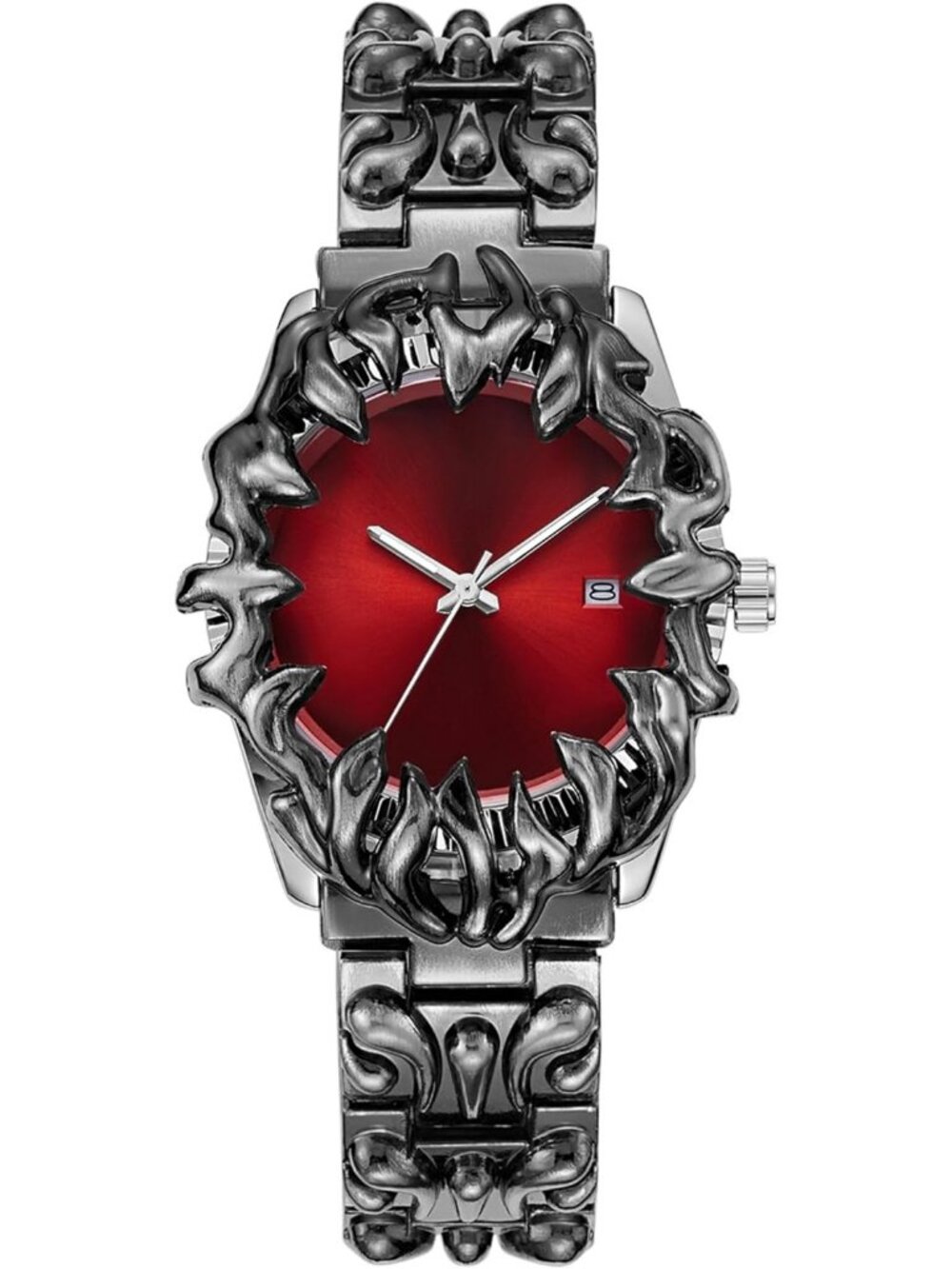 Men's Red Claw Shape Table Alabaster Round Dial Retro Y2K Unique Shaped WatchM